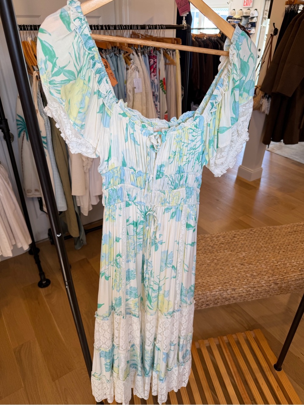 Allie Floral Maxi Dress Cream Mint